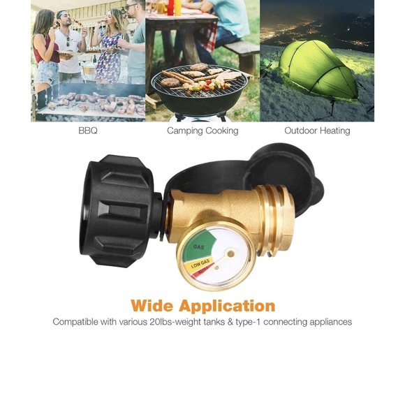 Propane Tank Gauge RV Pressure Brass Adapter Gas Level Meter Grill RV Indicator - Picture 10 of 16